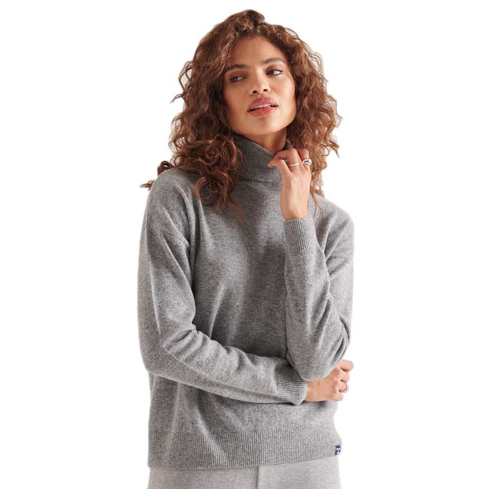 Superdry Lambswool Rollkragen Sweater L Cloud Grey Twist günstig online kaufen