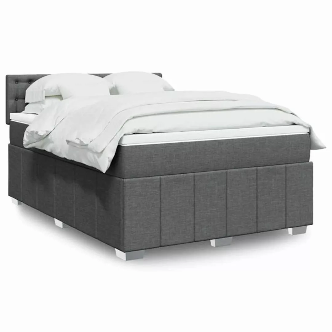 vidaXL Boxspringbett, Boxspringbett mit Matratze Dunkelgrau 140x190 cm Stof günstig online kaufen