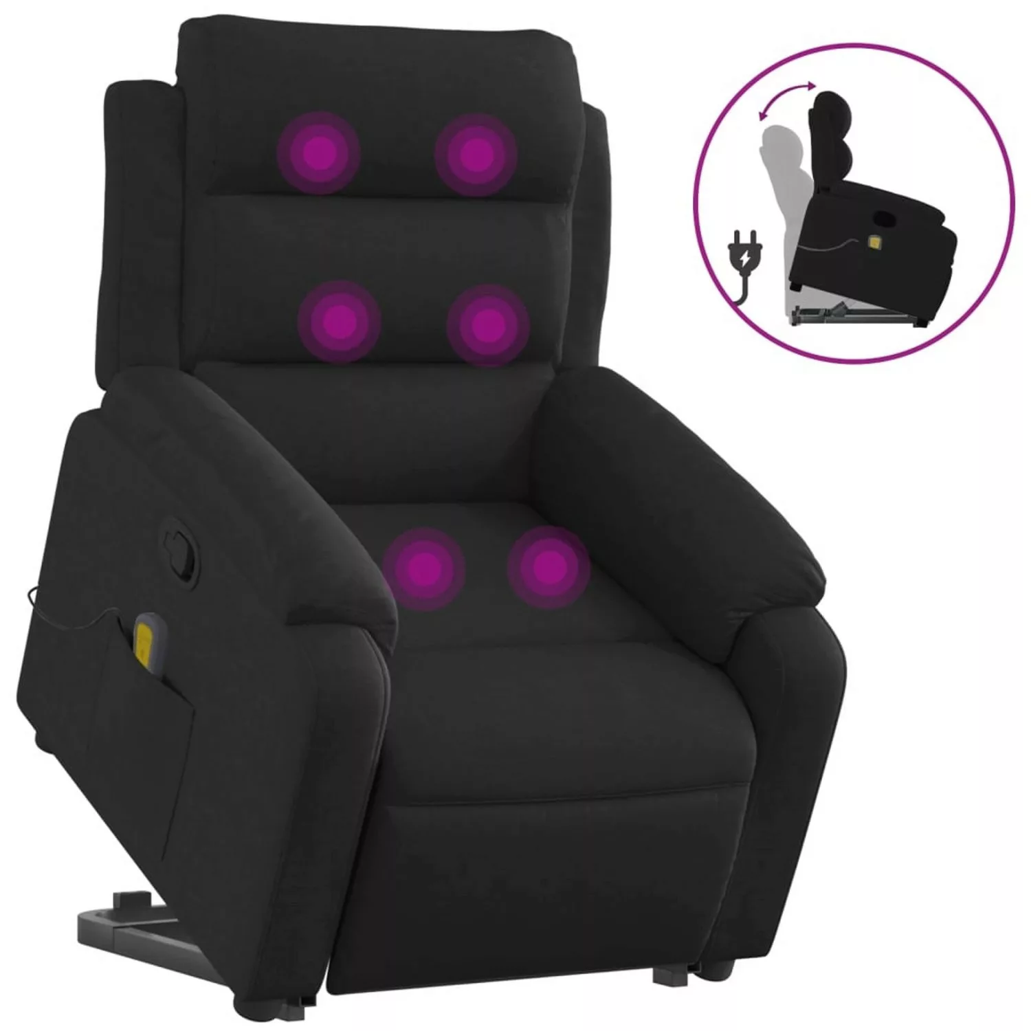 vidaXL Massagesessel mit Aufstehhilfe Schwarz Stoff Modell 1 günstig online kaufen