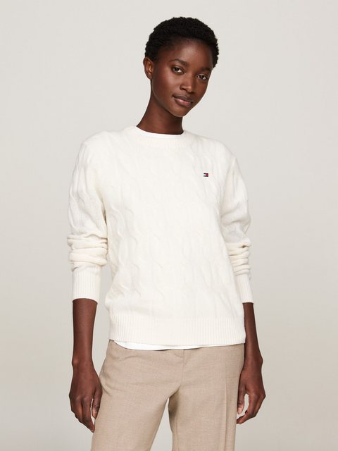 Tommy Hilfiger Strickpullover SOFT WOOL CABLE C-NK mit Zopfmuster, Rundhals günstig online kaufen