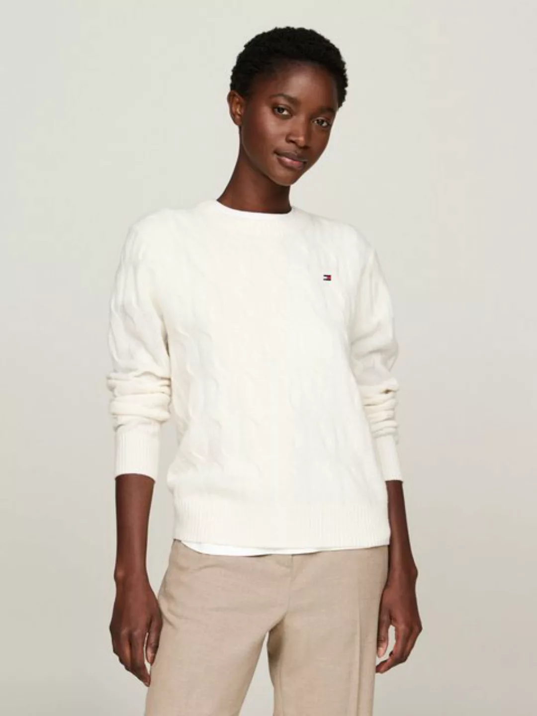 Tommy Hilfiger Strickpullover SOFT WOOL CABLE C-NK mit Zopfmuster, aus rein günstig online kaufen