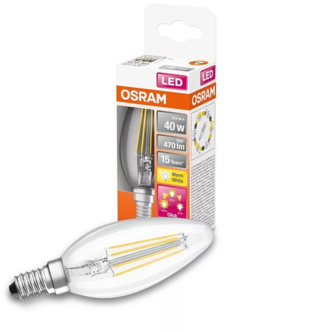 Osram LED Lampe ersetzt 40W E14 Kerze - B35 in Transparent 4W 470lm 2700K d günstig online kaufen