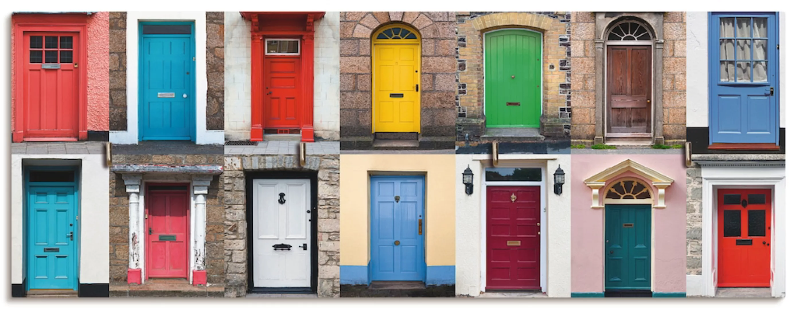 Artland Hakenleiste "Fotocollage von 32 bunten Haustüren", MDF günstig online kaufen