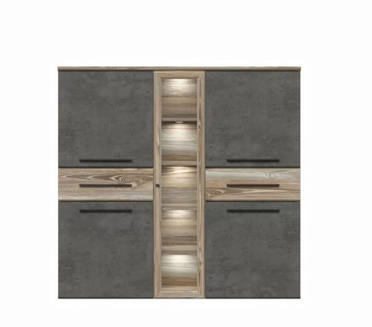 Stylefy Vitrine Mirdi (Standvitrine, Wohnmöbel) mit 4 Türen und 1 Glastür, günstig online kaufen