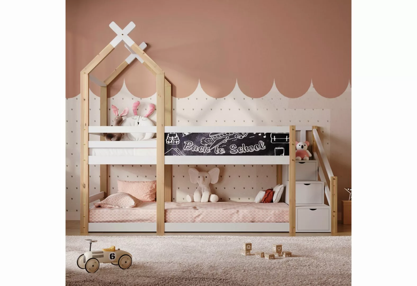 OKWISH Etagenbett Kinderbett (mit Speicherung und Rausfallschutz), Hochbett günstig online kaufen