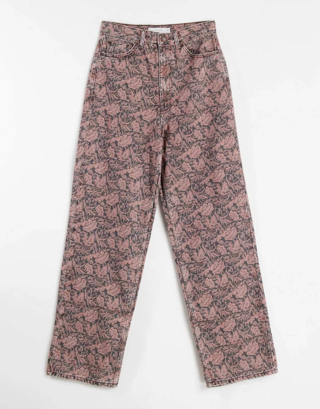 Topshop – Oversize-Mom-Jeans aus Bio-Baumwolle mit Blumenmuster, Kombiteil- günstig online kaufen