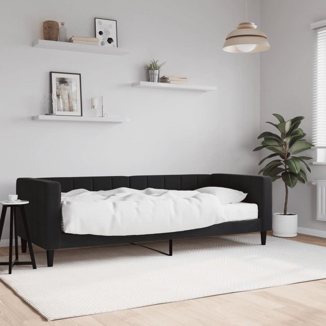 vidaXL Gästebett Gästebett Tagesbett mit Matratze Schwarz 80x200 cm Samt Be günstig online kaufen