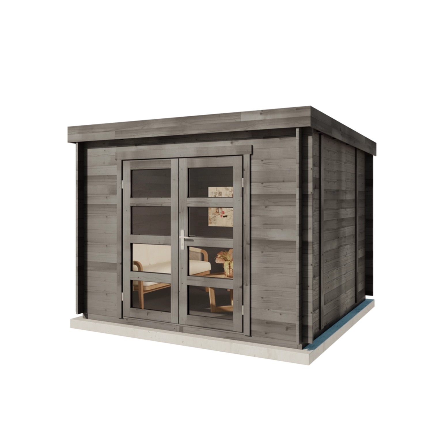 Alpholz Gartenhaus Set Paloma Sol Imprägniert Grau 304x304cm inkl. Dacheind günstig online kaufen