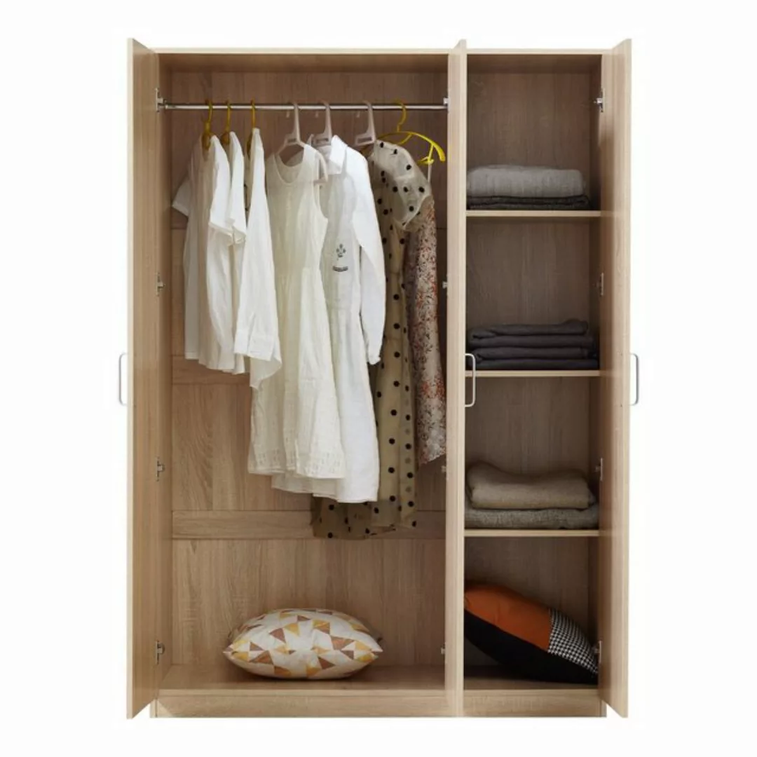 en.casa Kleiderschrank »Bodolz« 1 Stange, 4 Fächer 176x120x52 cm Sonoma-Eic günstig online kaufen