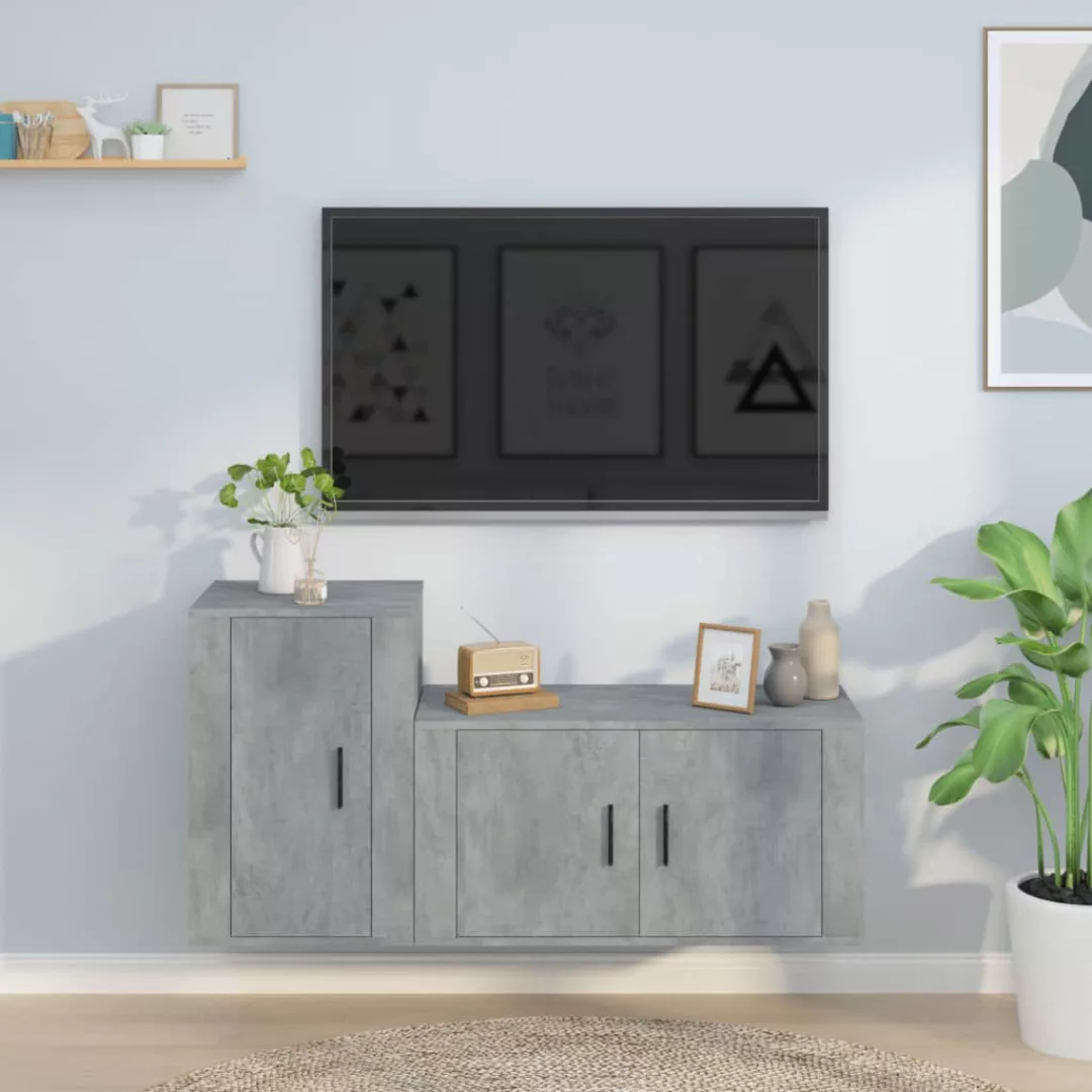 Vidaxl 2-tlg. Tv-schrank-set Betongrau Holzwerkstoff günstig online kaufen