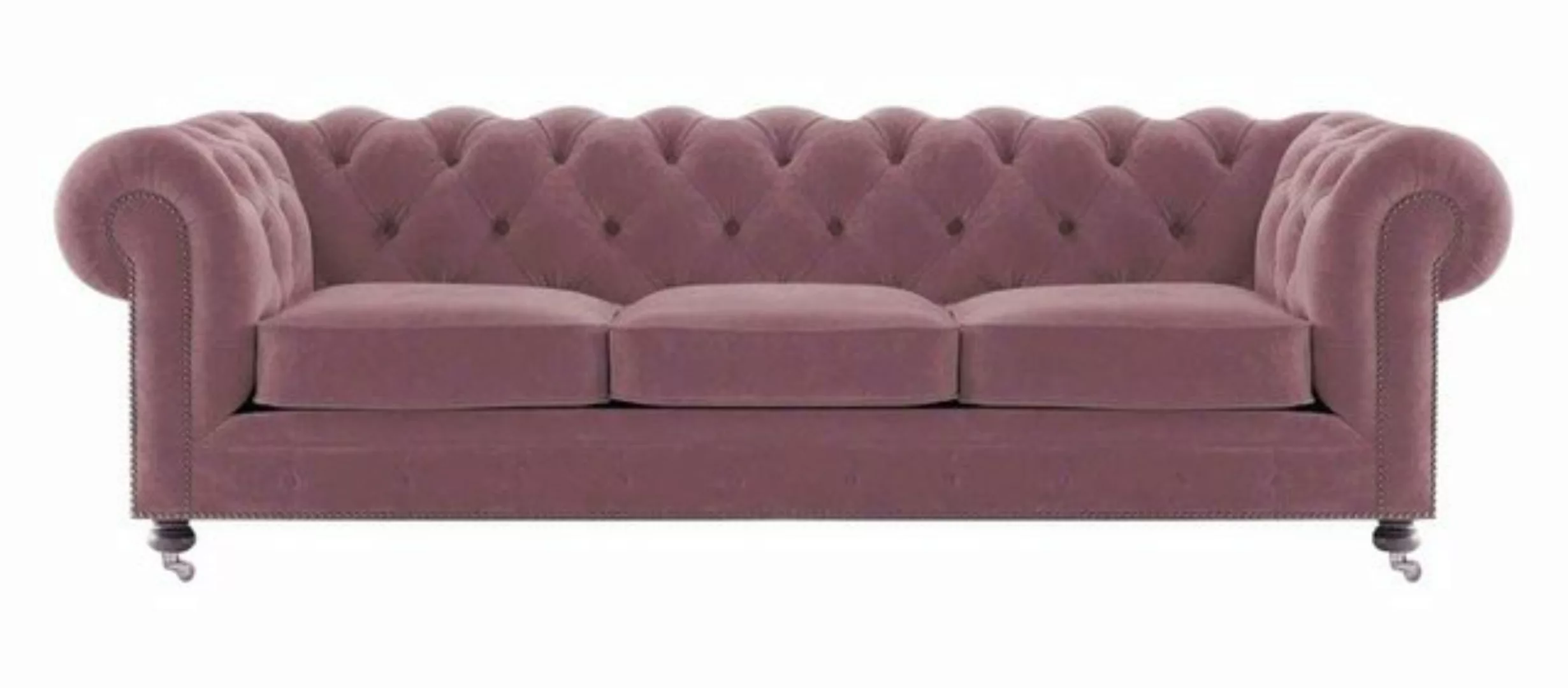 JVmoebel Chesterfield-Sofa, Luxus Gelb Chesterfield Samt Dreisitzer Polster günstig online kaufen