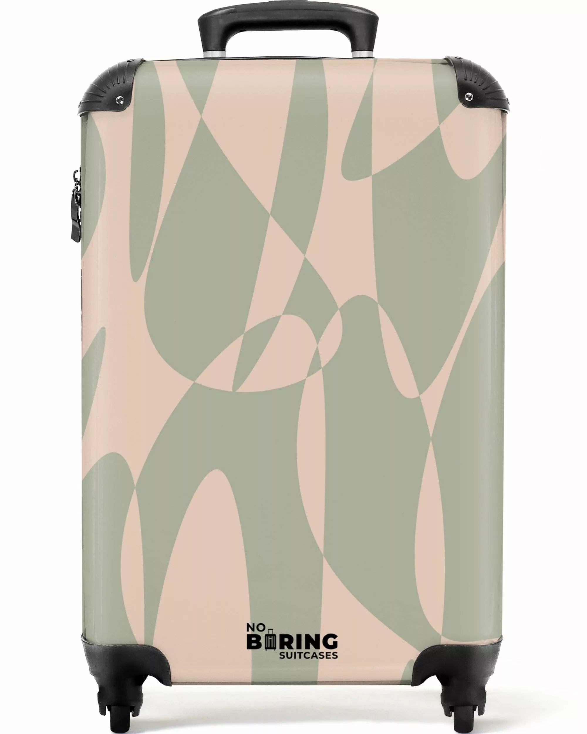 NoBoringSuitcases.com© Hartschalen-Trolley Beige mit grünen abstrakten günstig online kaufen
