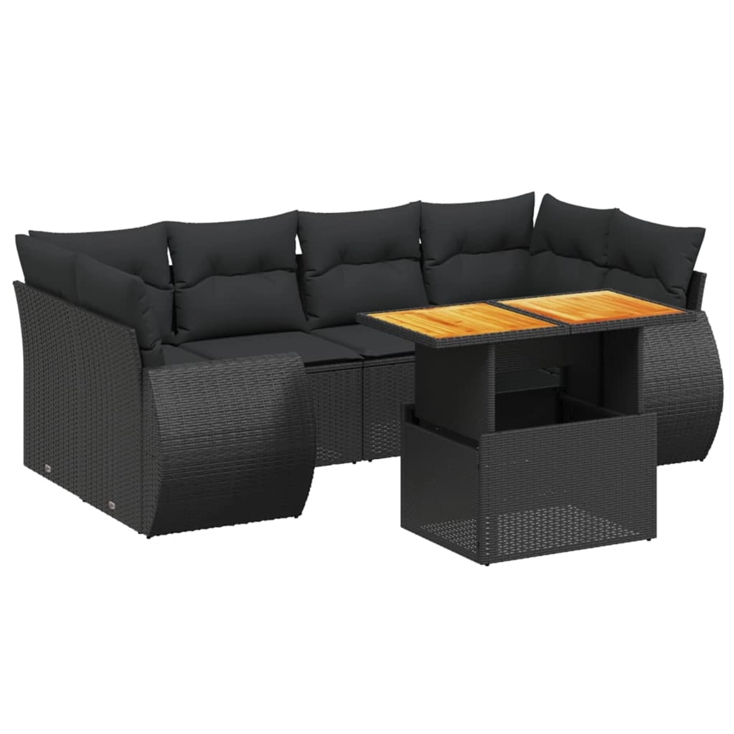 vidaXL 7-Tlg Garten-Sofagarnitur mit Kissen Schwarz Poly Rattan 3272091 günstig online kaufen