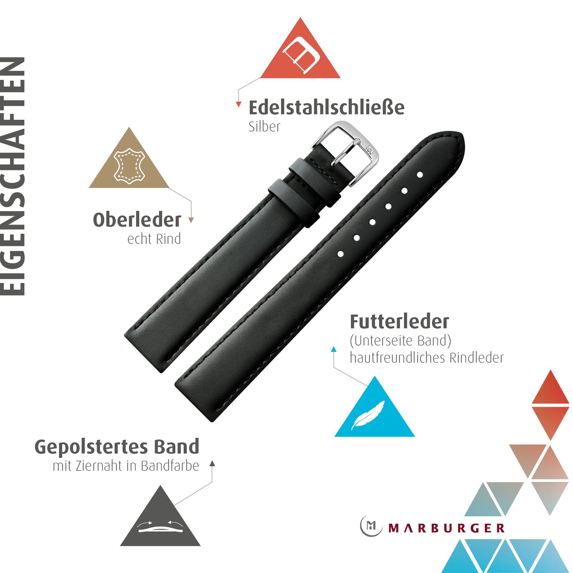 MARBURGER Uhrenarmband 16mm Leder XL Extra günstig online kaufen