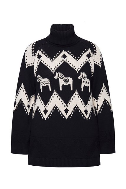 Ulla Popken Strickpullover Pullover Fair Isle Rollkragen Langarm Biobaumwol günstig online kaufen