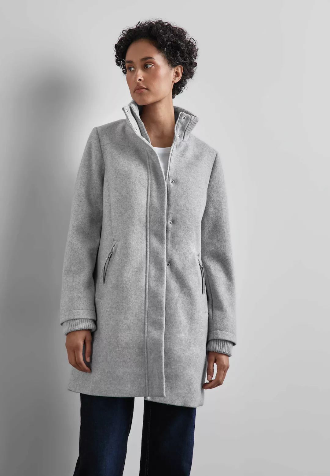 STREET ONE Outdoorjacke Mantel mit Strickdetails günstig online kaufen