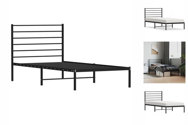 vidaXL Bettgestell Bettrahmen mit Kopfteil Metall Schwarz 90x190 cm Bett Be günstig online kaufen