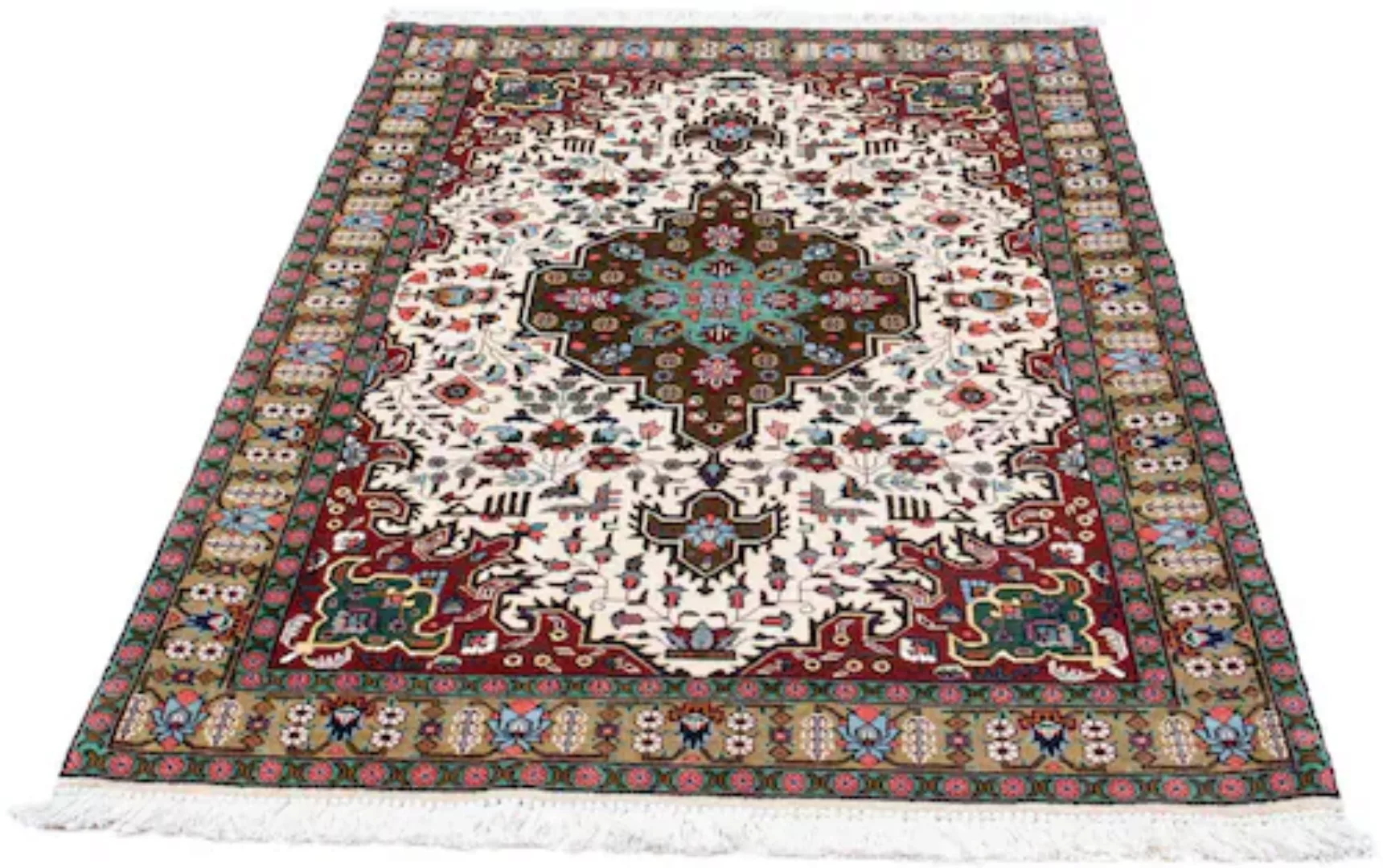 morgenland Wollteppich »Täbriz - 50 Raj Blumenmuster Beige 88 x 60 cm«, rec günstig online kaufen