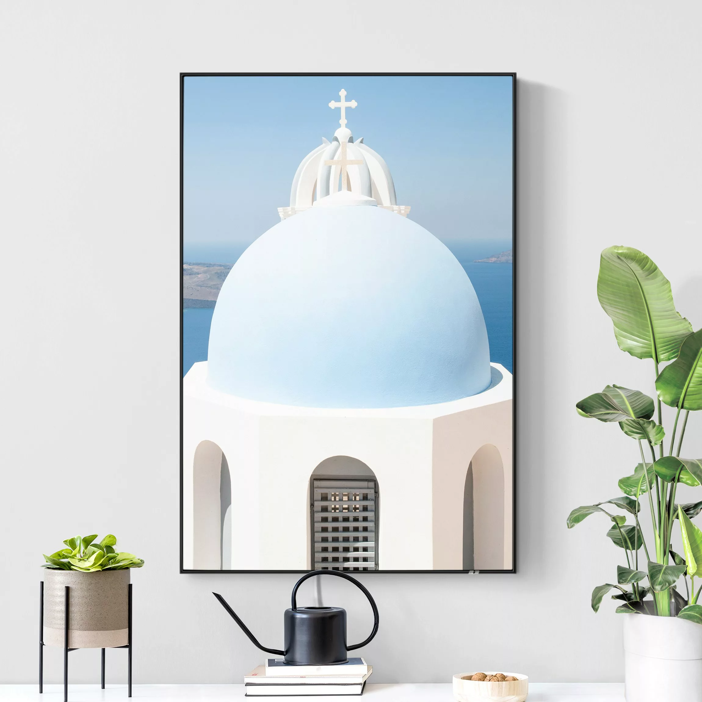 LED-Wechselbild Santorini Kirche günstig online kaufen