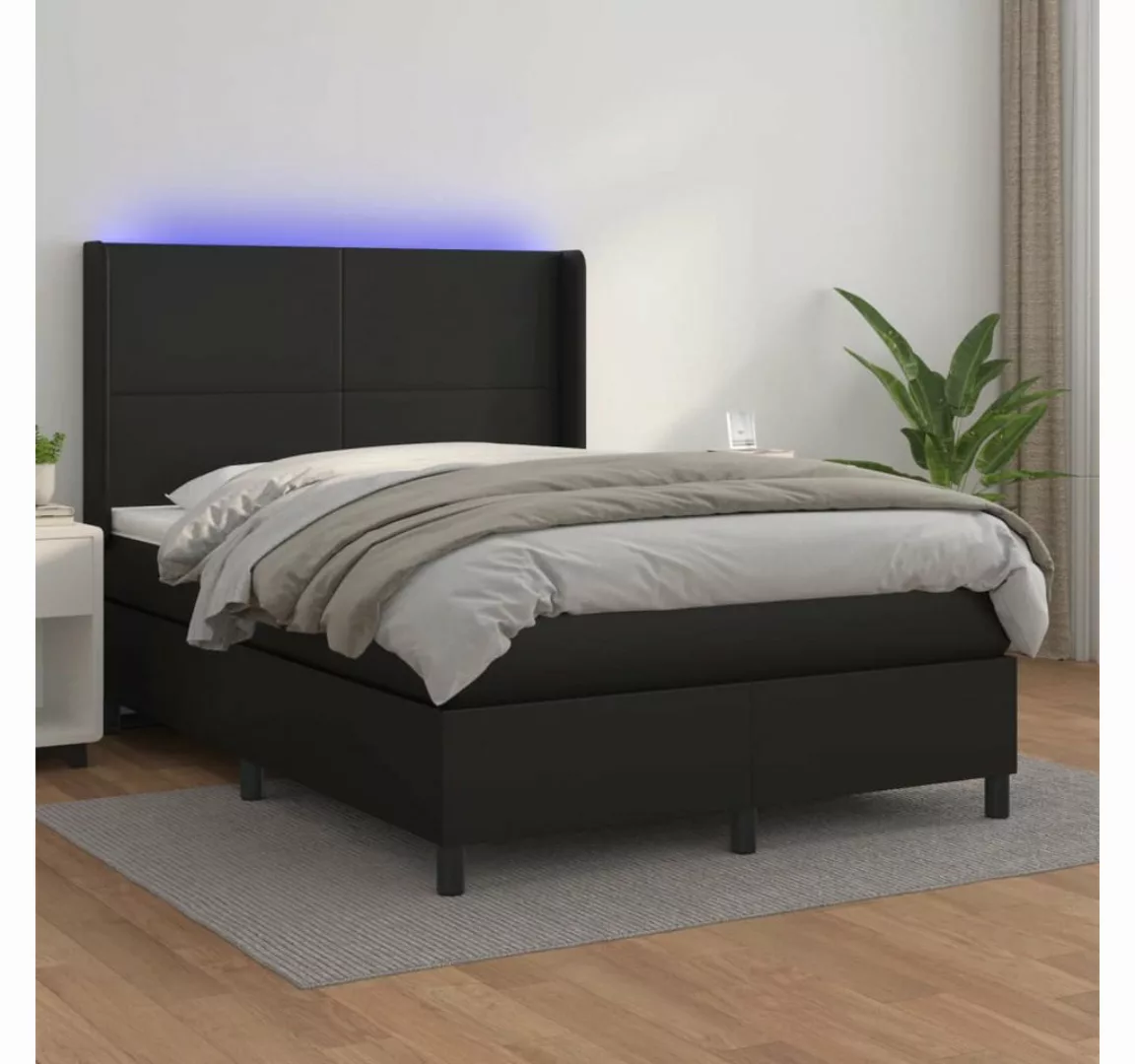 vidaXL Boxspringbett Boxspringbett mit Matratze und LED Kunstleder (140 x 2 günstig online kaufen