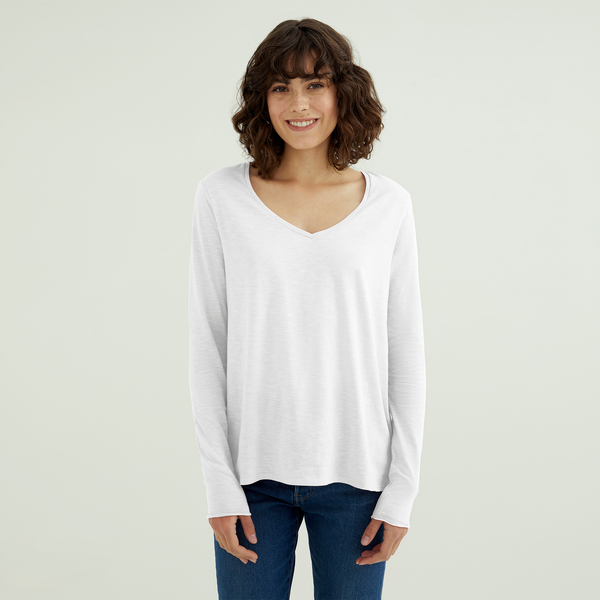 Esterella Damen V-neck Langarm T-shirt Aus Flame Bio Baumwolle günstig online kaufen