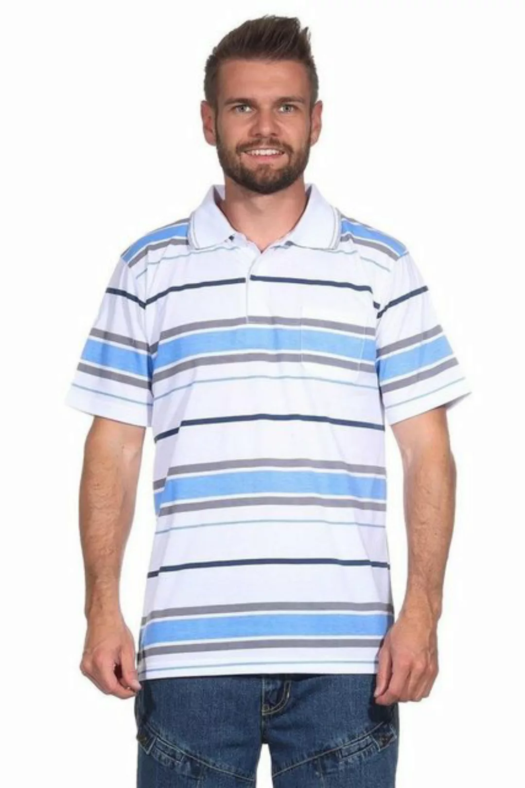 EloModa Poloshirt Herren Poloshirt Sommer Polo-Hemd Kurzarm gestreift, M L günstig online kaufen