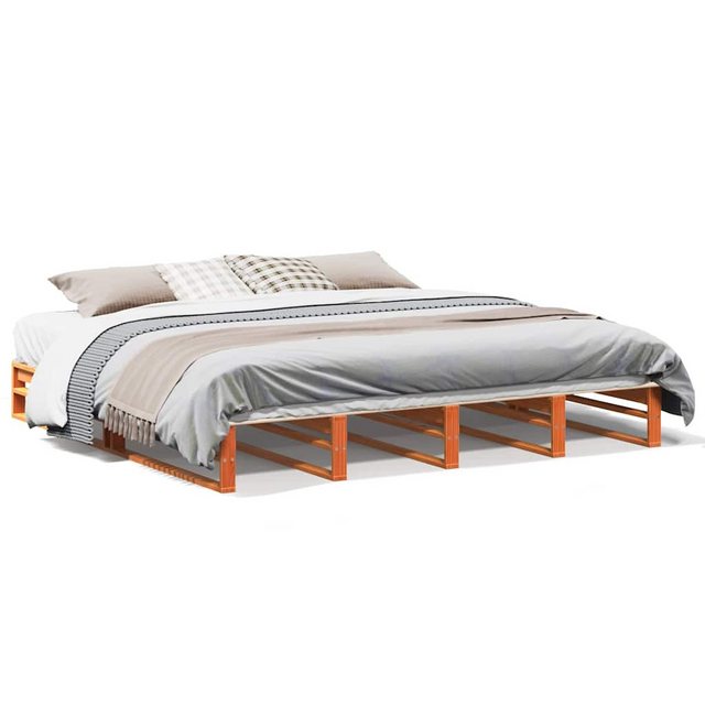 vidaXL Bett, Massivholzbett ohne Matratze Wachsbraun 200x200 Kiefernholz günstig online kaufen