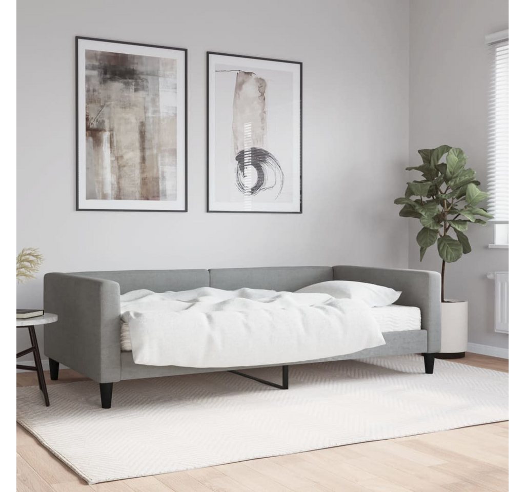 vidaXL Gästebett Gästebett Tagesbett mit Matratze Hellgrau 100x200 cm Stoff günstig online kaufen