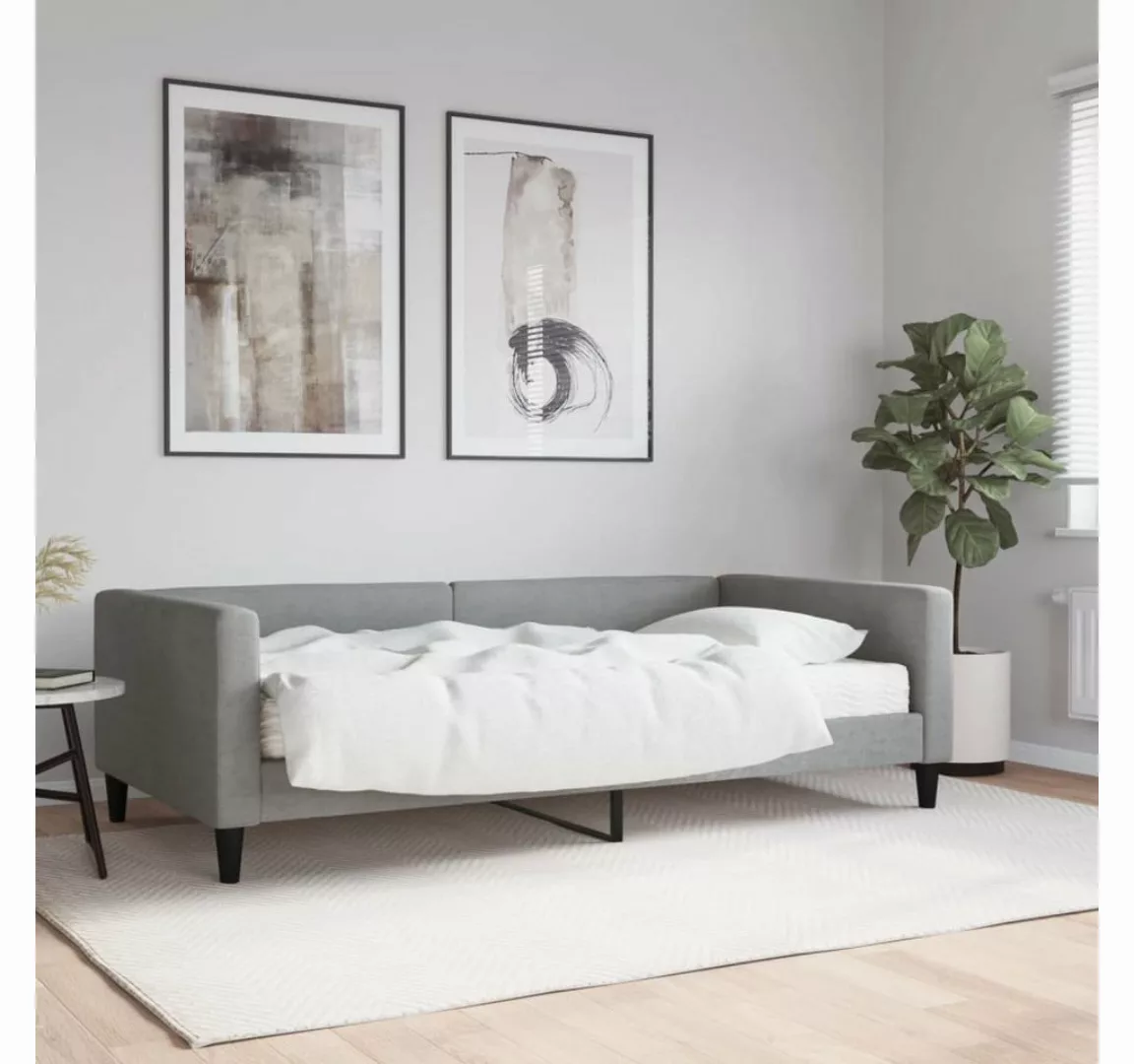 vidaXL Bett Tagesbett mit Matratze Hellgrau 100x200 cm Stoff günstig online kaufen