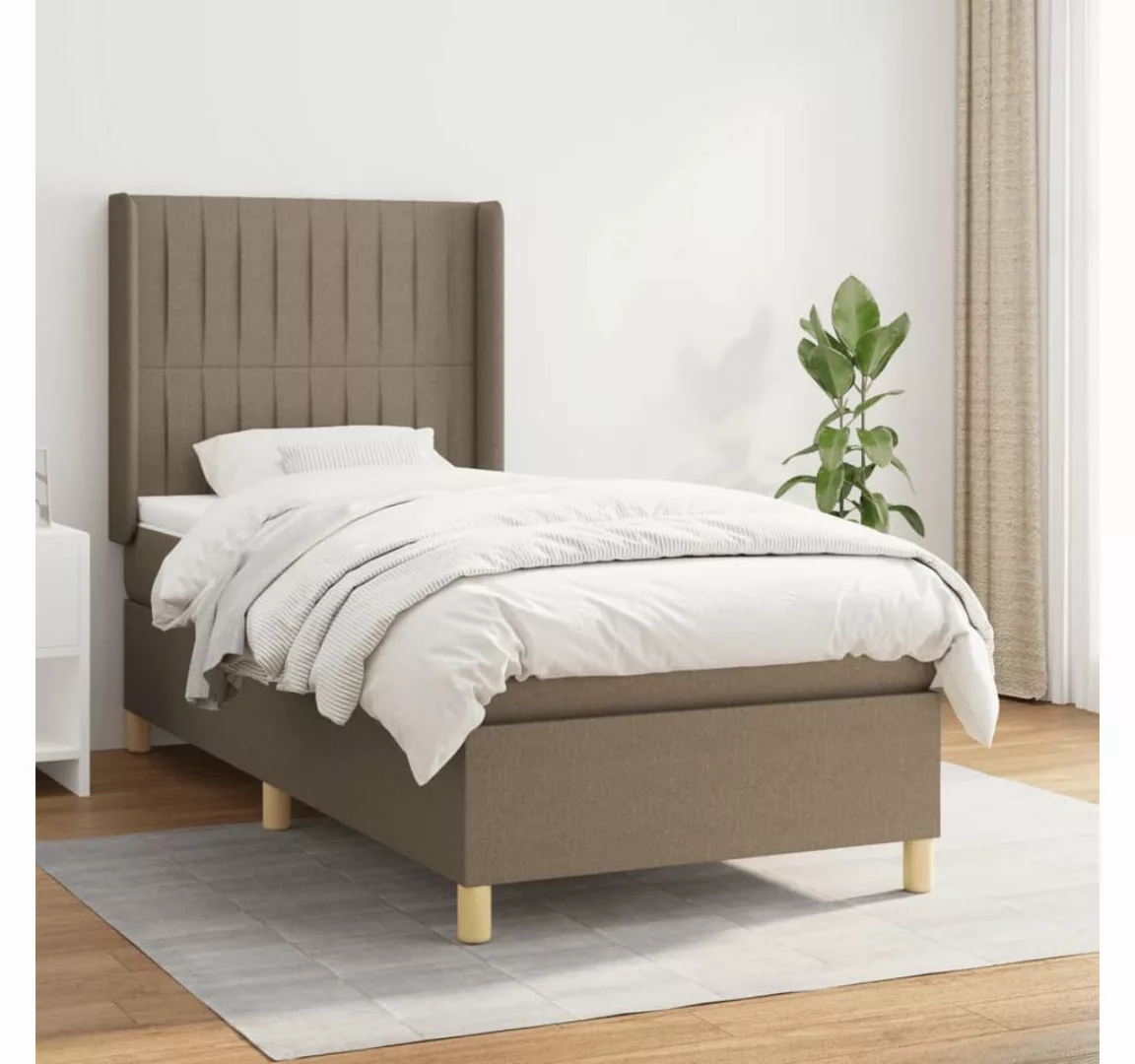 vidaXL Boxspringbett Boxspringbett mit Matratze Taupe 80x200 cm Stoff Bett günstig online kaufen