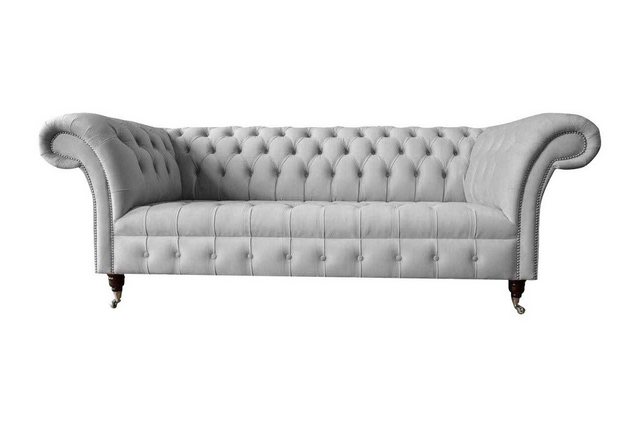 JVmoebel Sofa Chesterfield Textil Sofa Couch 3 Sitzer Polster Sitz Grau Sof günstig online kaufen