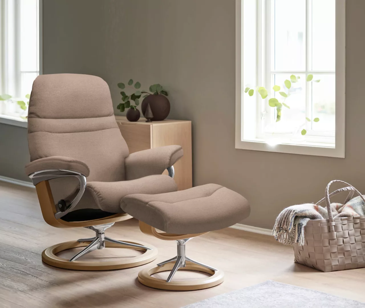 Stressless® Relaxsessel »Sunrise«, (Set, Relaxsessel mit Hocker), mit Signa günstig online kaufen