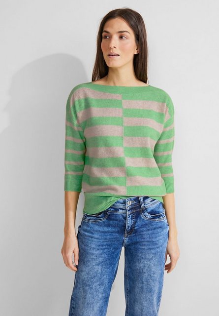 STREET ONE Streifenpullover Striped U-Boat mit 3/4 Arm und U-Boot-Ausschnit günstig online kaufen