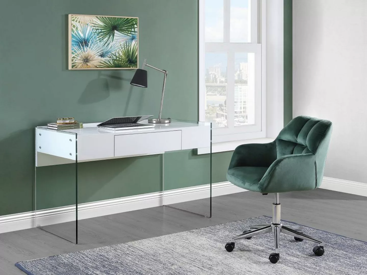 Bürostuhl höhenverstellbar - Samt - Grün - PEGA günstig online kaufen
