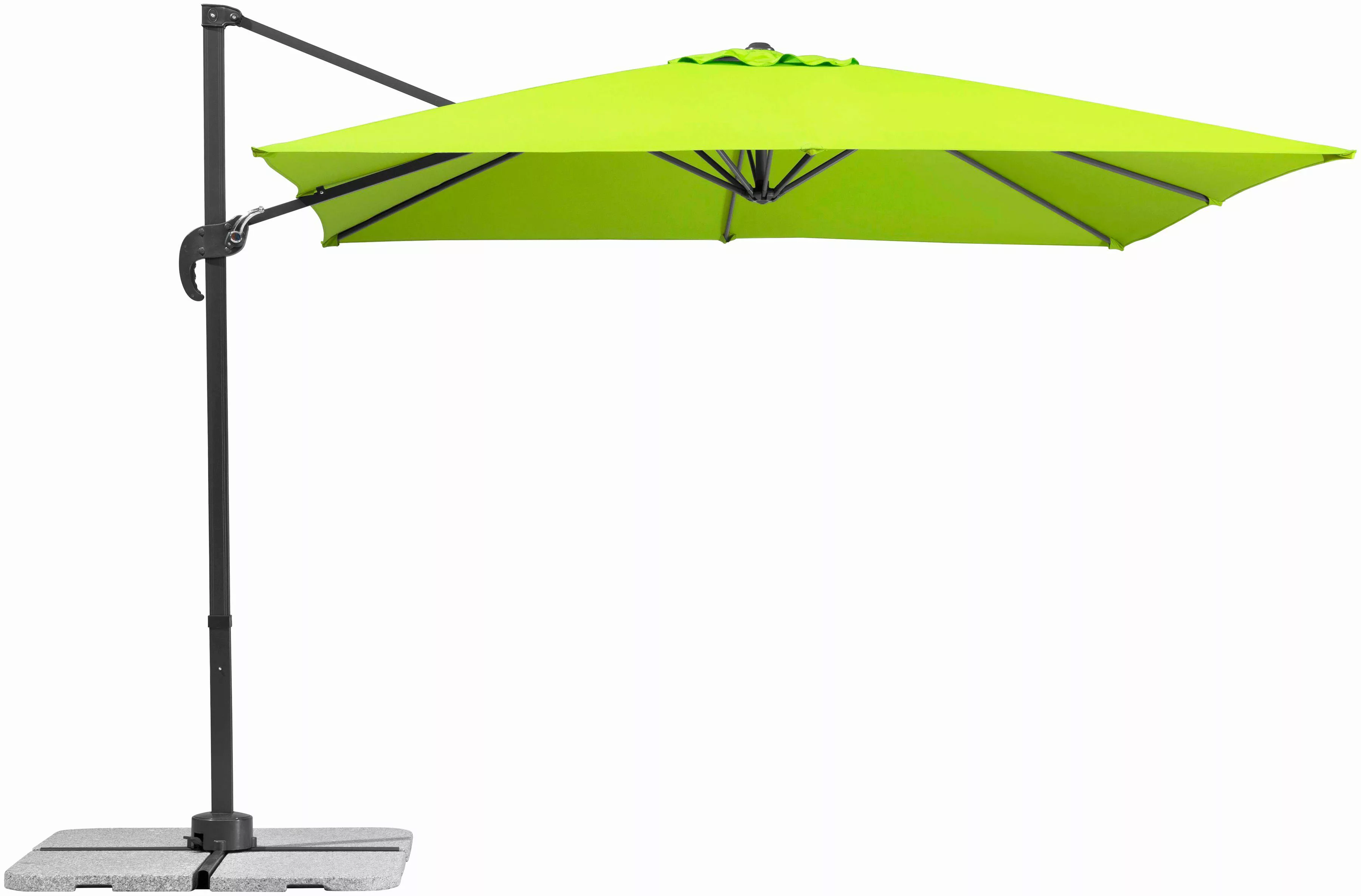 Schneider Ampelschirm Rhodos Junior 270 cm x 270 cm Apfelgrün mit Kurbelmec günstig online kaufen