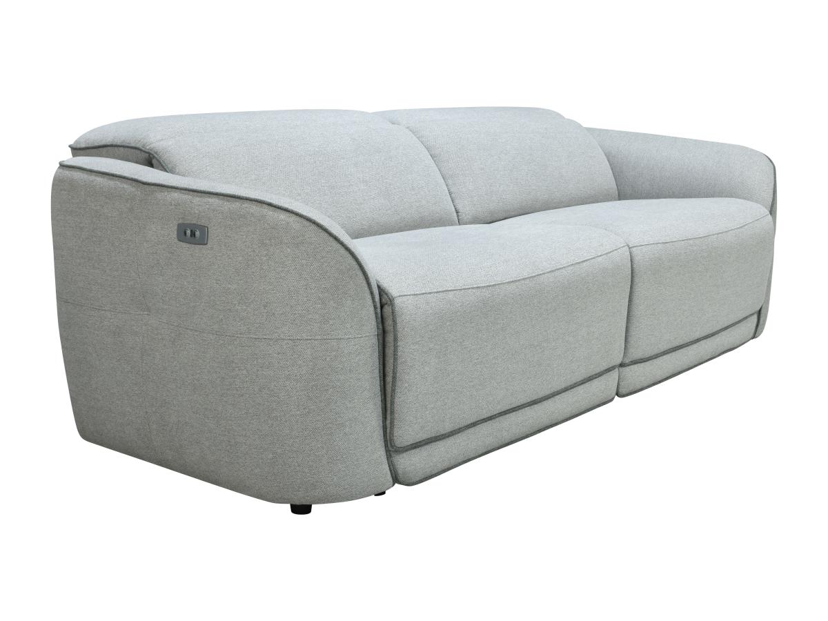 Relaxsofa elektrisch 3-Sitzer - melierter Stoff - Hellgrau - OZARTO günstig online kaufen