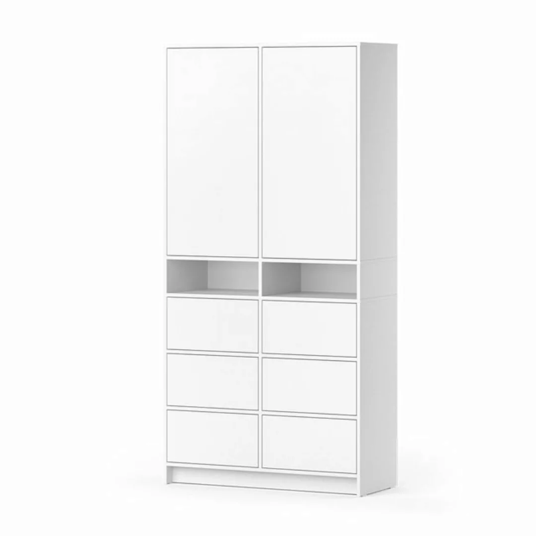 Vicco Kleiderschrank Naara, Weiß/Weiß, 98.6 x 200 cm mit Schubladen günstig online kaufen