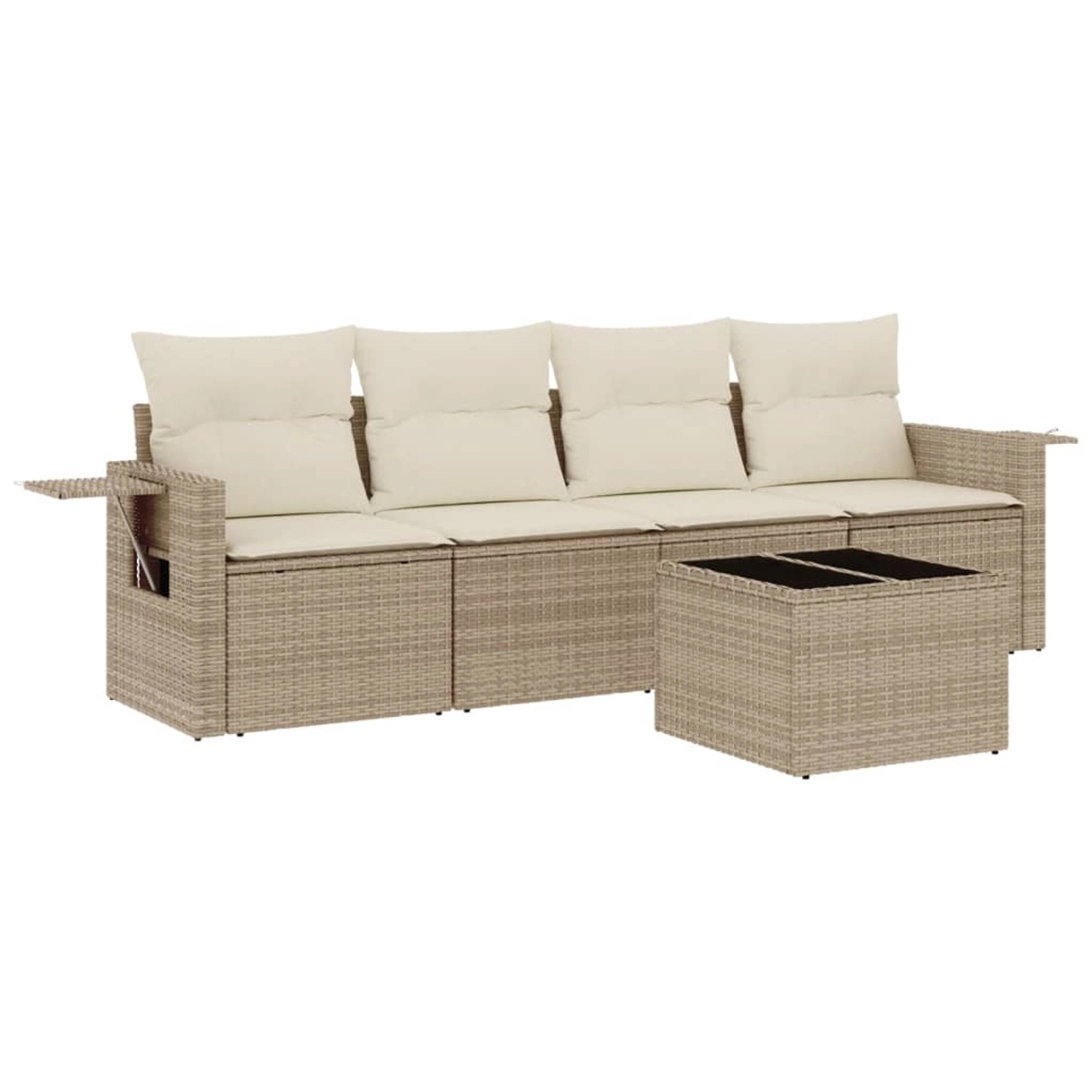 vidaXL 5-Tlg Garten-Sofagarnitur mit Kissen Beige Poly Rattan 3252225 günstig online kaufen