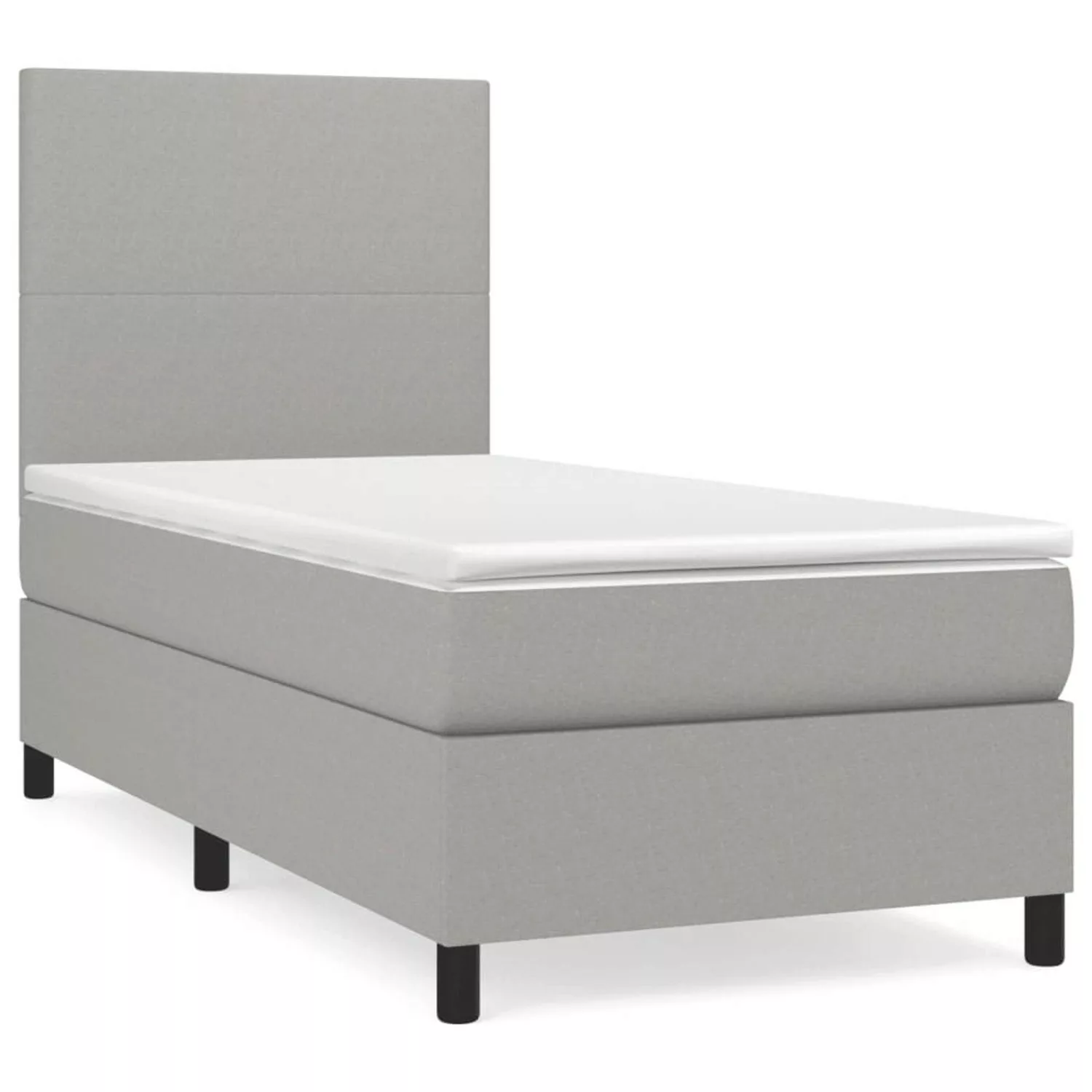 vidaXL Boxspringbett Boxspringbett mit Matratze Hellgrau 90x190 cm Stoff Be günstig online kaufen