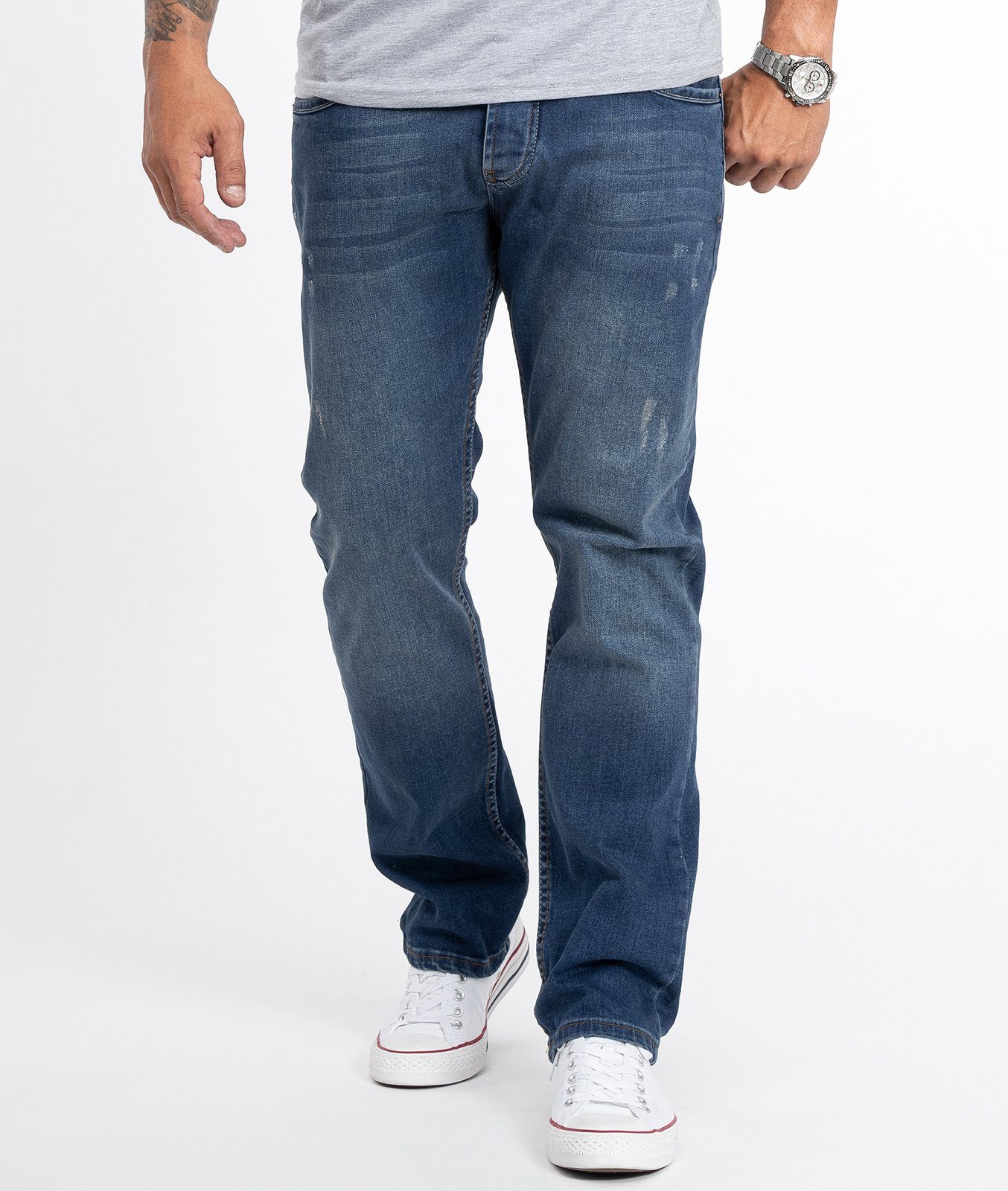 Rock Creek Straight-Jeans Herren Jeans Stonewashed günstig online kaufen