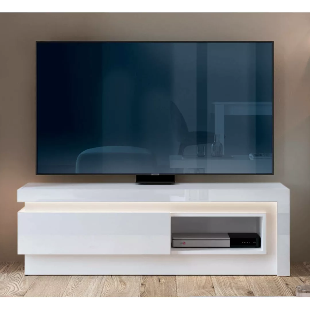 Wohnzimmer TV-Möbel Set, Lowboard & Wandboard, in weiß Hochglanz mit indire günstig online kaufen