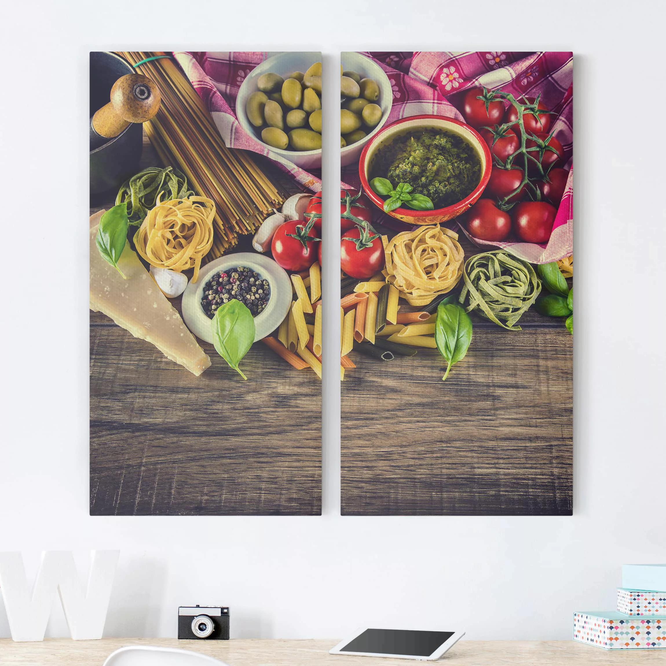2-teiliges Leinwandbild Küche - Quadrat Pasta günstig online kaufen