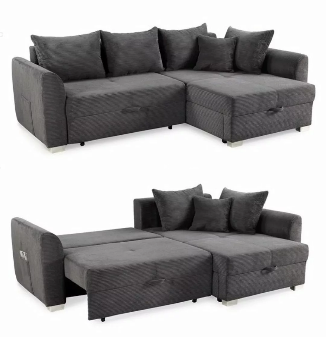 luma-home Ecksofa 15202, mit Bettkasten 236x160 cm, Bettfunktion, Ottomane günstig online kaufen