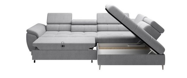 Sofa Dreams Ecksofa Empona L Form grau, mit Bettkasten, Stauraum, Rückenleh günstig online kaufen