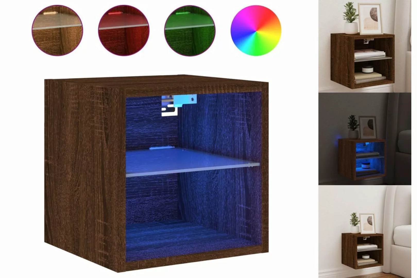 vidaXL Hängeschrank Hängeschrank Wandschrank mit LED-Leuchten Braun Eichen- günstig online kaufen