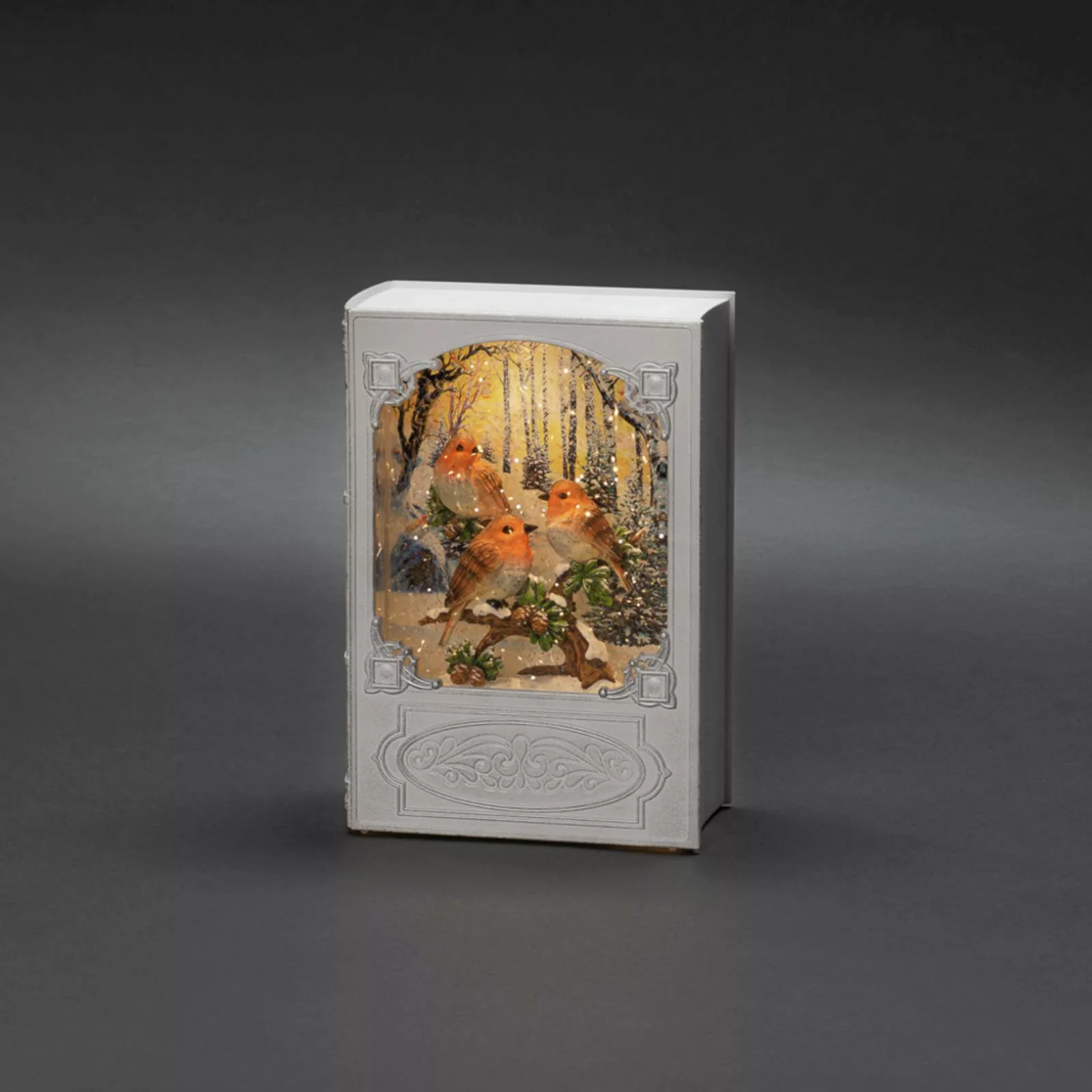 KONSTSMIDE LED Laterne »Wasserlaterne Buch mit Rotkehlchen, Weihnachtsdeko« günstig online kaufen