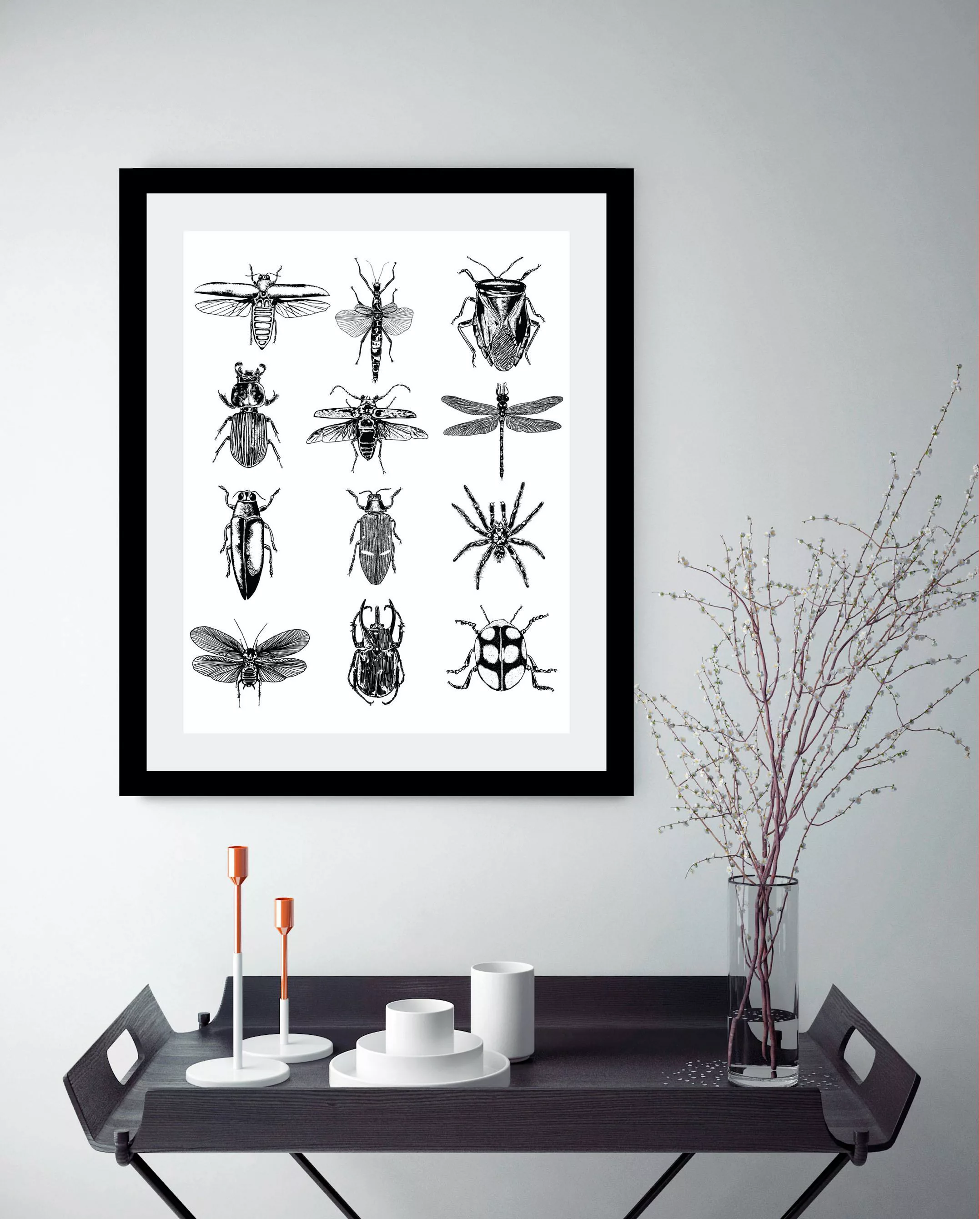 queence Bild »Insekten«, Tiere-Schwarz-Weiß-Kunst-Insekten, HD Premium Post günstig online kaufen