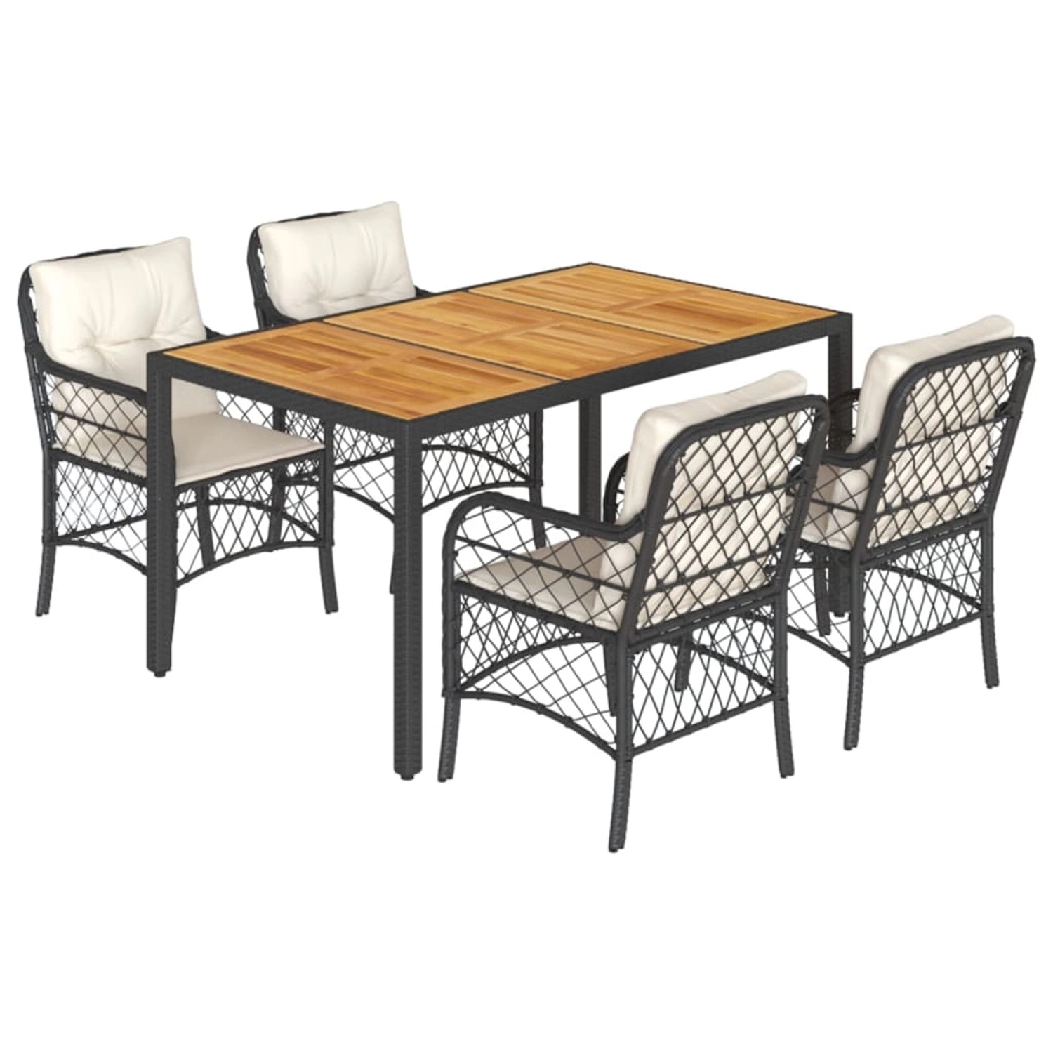 vidaXL 5-Tlg Garten-Essgruppe mit Kissen Schwarz Poly Rattan 3212038 günstig online kaufen