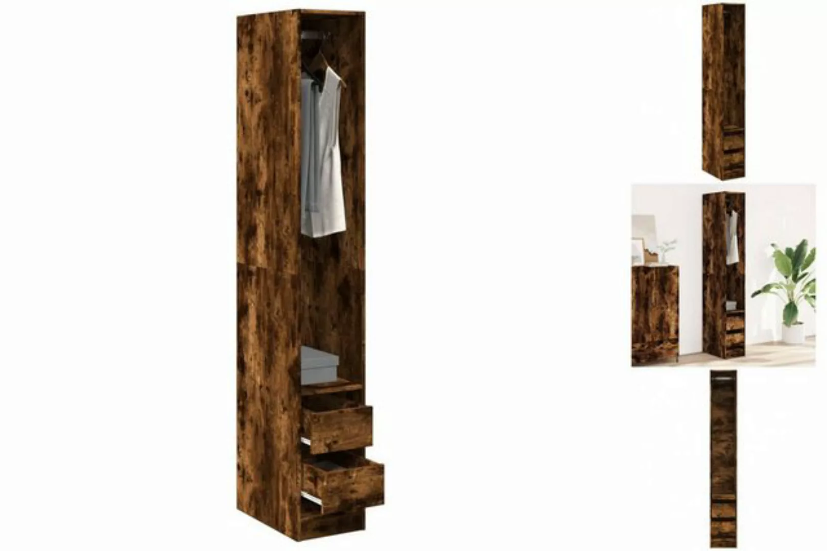 vidaXL Kleiderschrank Kleiderschrank Räuchereiche 30x50x200 cm Holzwerkstof günstig online kaufen