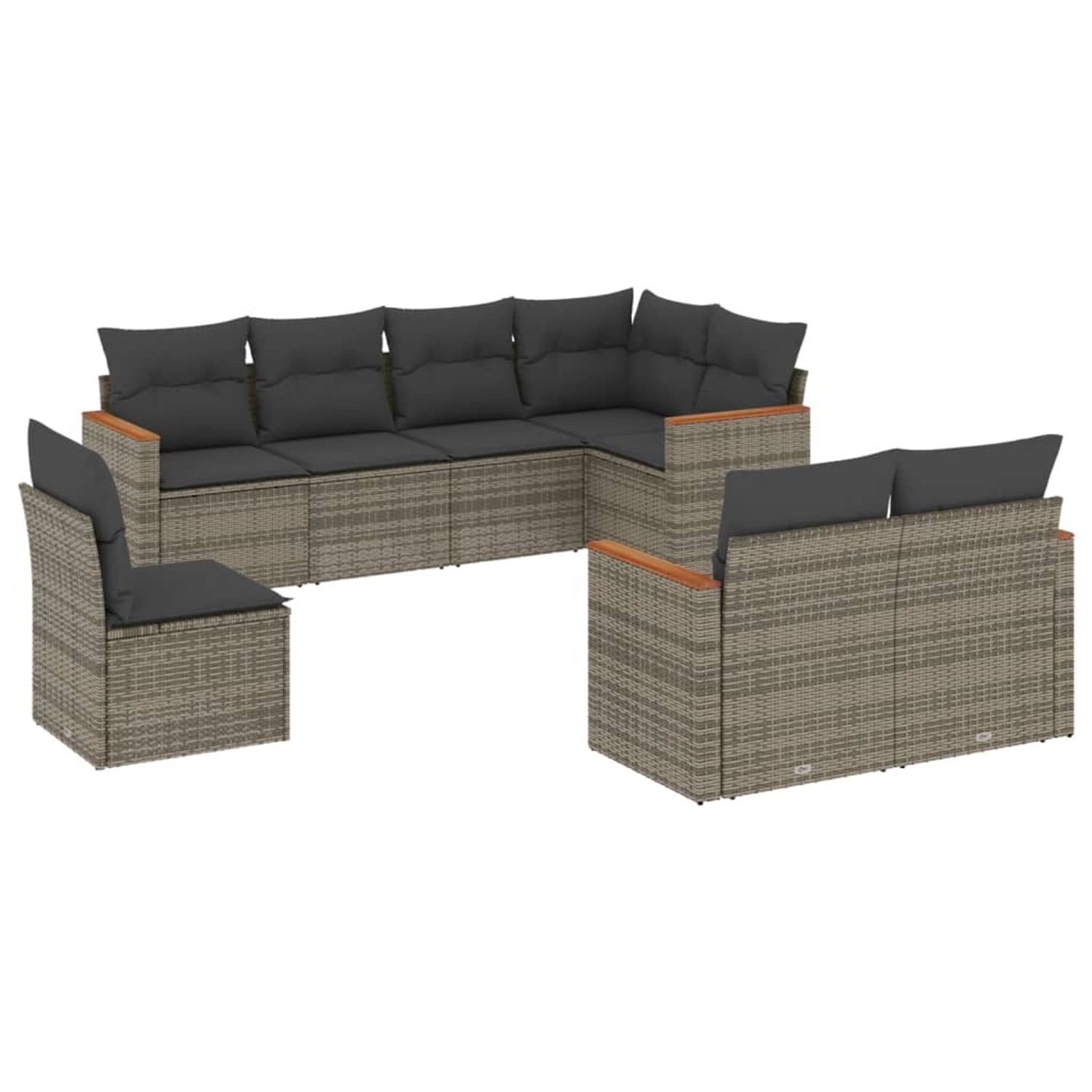 vidaXL 8-Tlg Garten-Sofagarnitur mit Kissen Grau Poly Rattan 3226165 günstig online kaufen